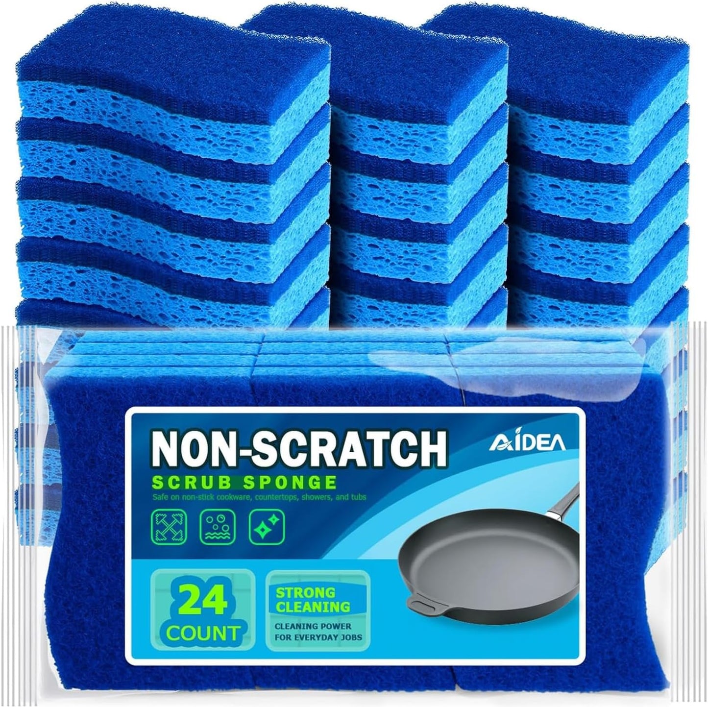 -Brite Non-Scratch Scrub Sponge-24Count, Sponges for Dishes, Cleaning Sponge, Cleans Fast without Scratching, Stands up to Stuck-On Grime, Cleaning Power for Everyday Jobs